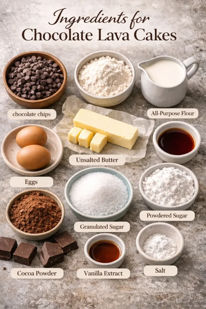 Chocolate-Lava-Cakes-ingrediants
