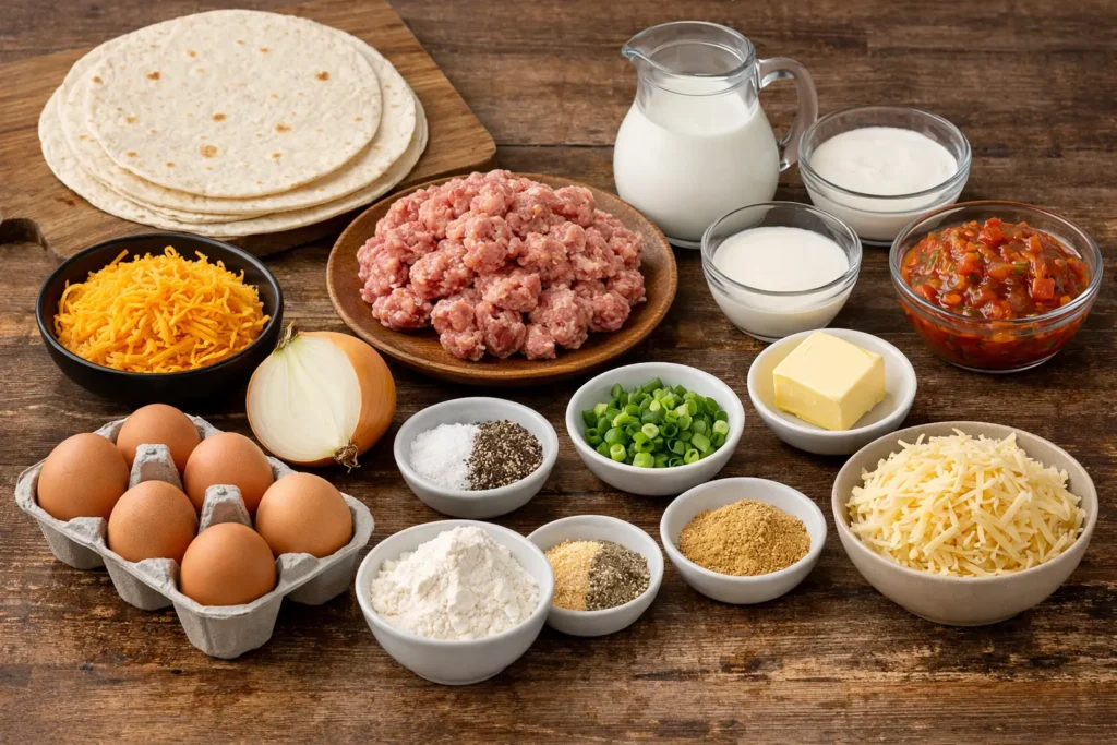 ingredients-Breakfast-Enchiladas-with-Sausage-Gravy