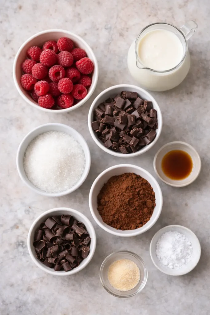 Chocolate-Raspberry-Mousse Cups-ingredients