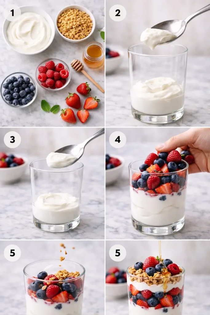 Greek-Yogurt-Berry-Parfaits-steps