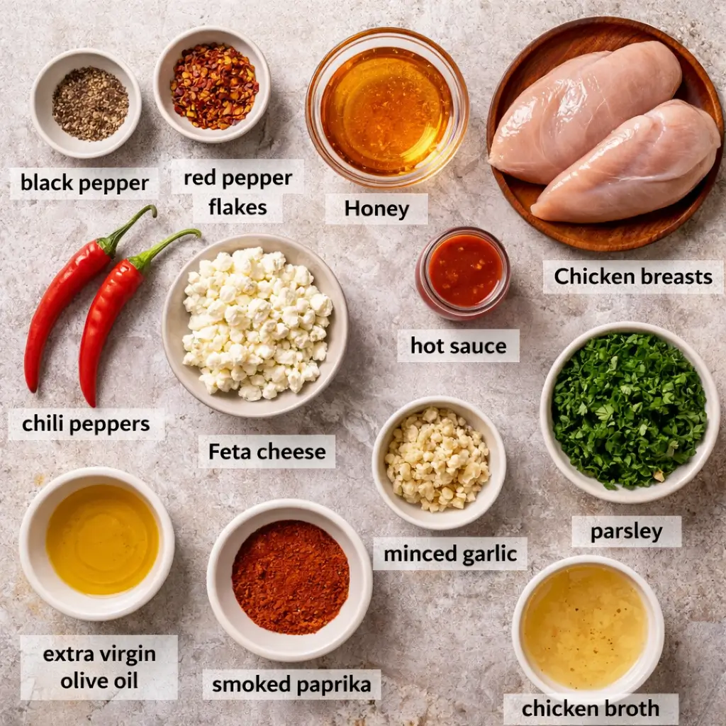 Hot-Honey-Feta-Chicken-ingredients