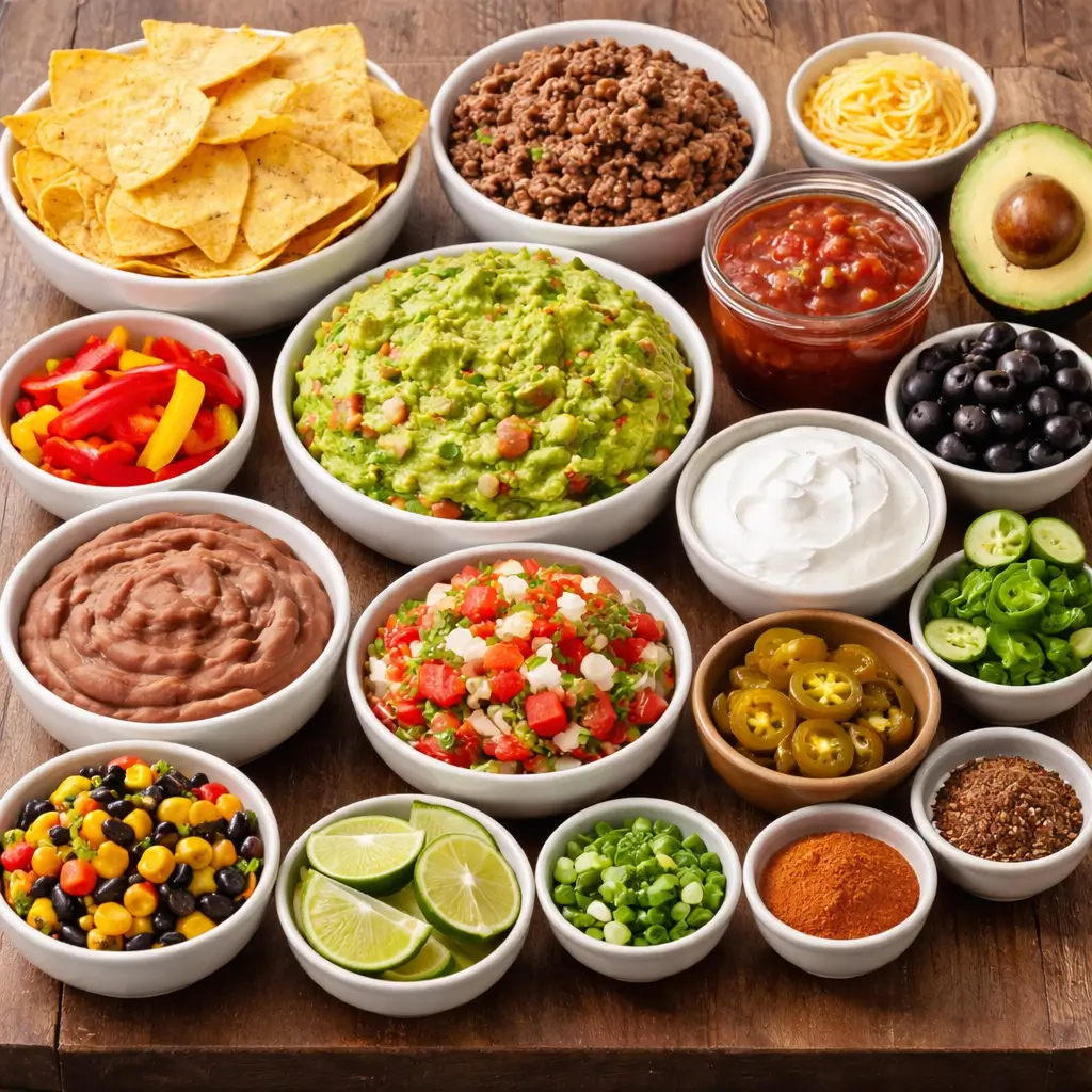 Layered-Taco-Party-Dip-Board-ingredients