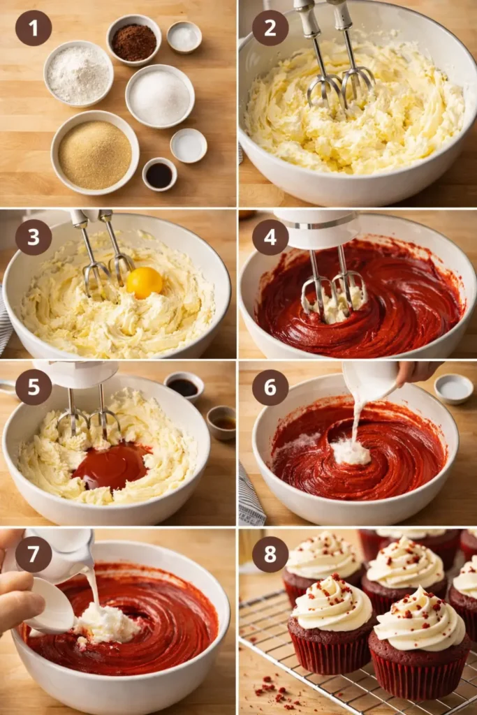 Red-Velvet-Cupcakes-steps