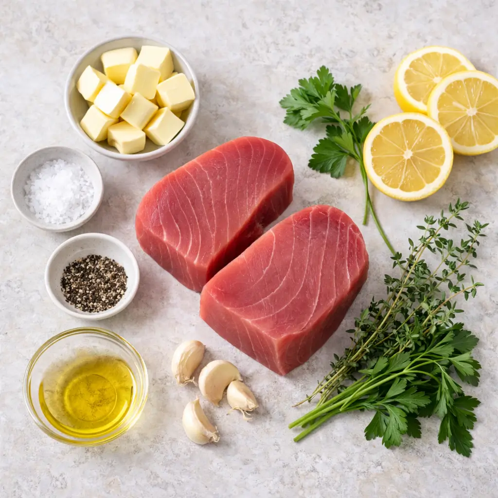 Seared-Tuna-Steaks-with-Garlic-Herb-Butter-ingredients