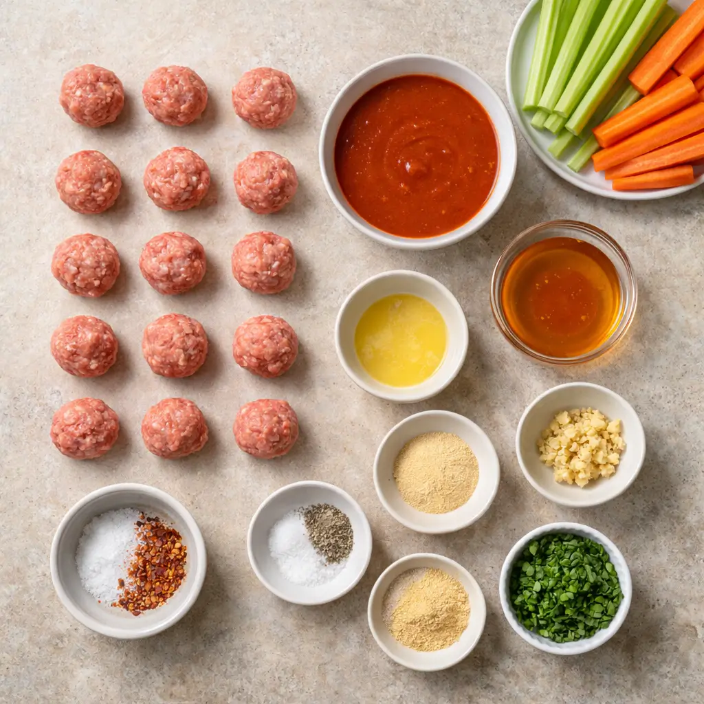 Slow-Cooker-Honey-Buffalo-Meatballs-ingredients