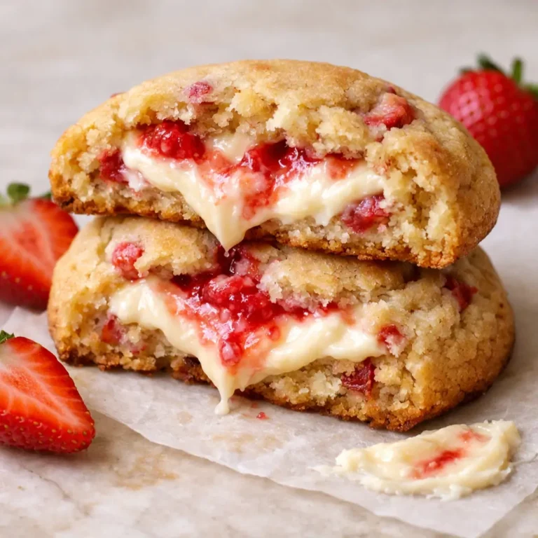 Strawberry cheesecake stuffed cookies with creamy center