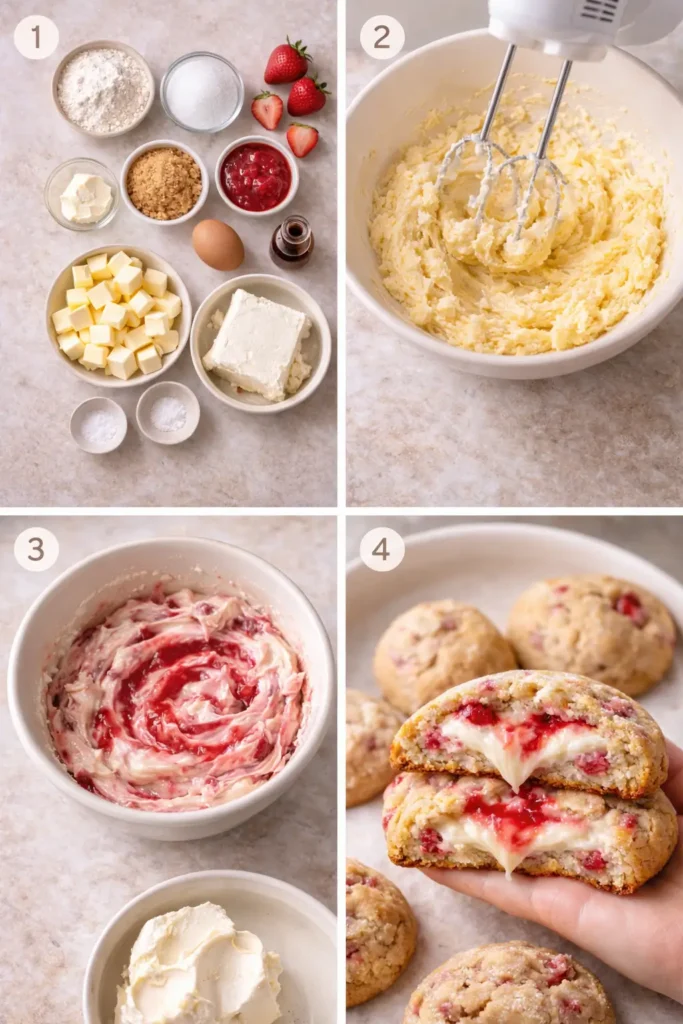 Strawberry-Cheesecake-Stuffed-Cookies-steps
