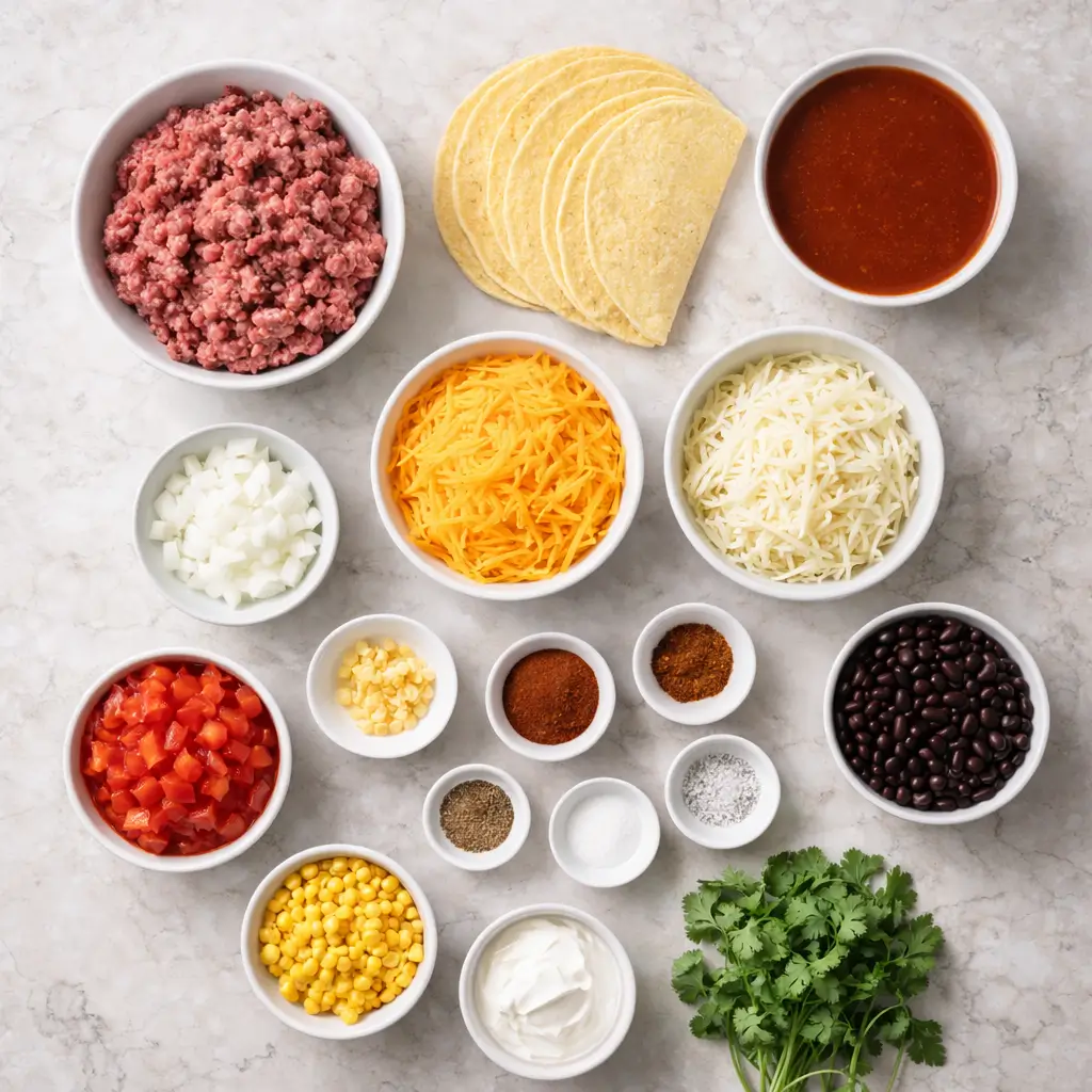 Beef-Enchilada-Casserole-ingredients