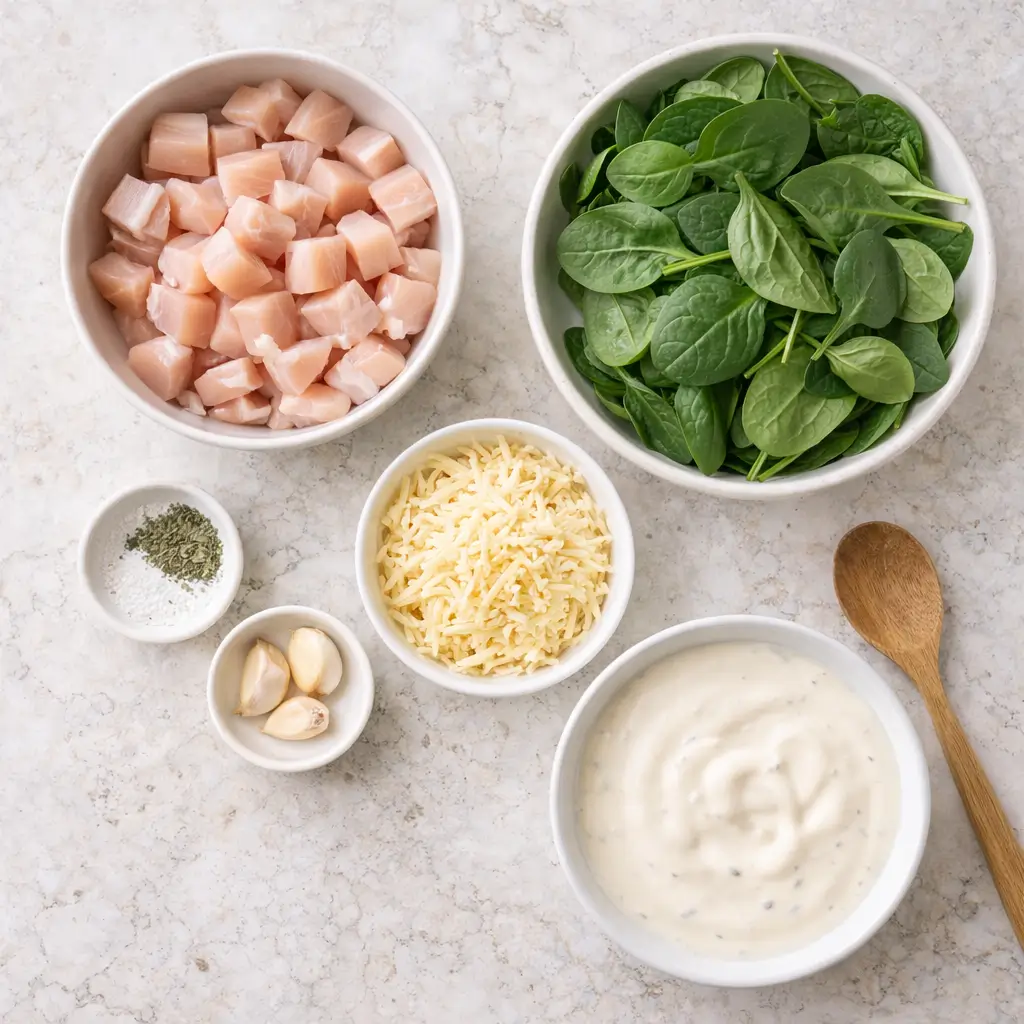 Chicken-and-Spinach-Casserole-ingredients