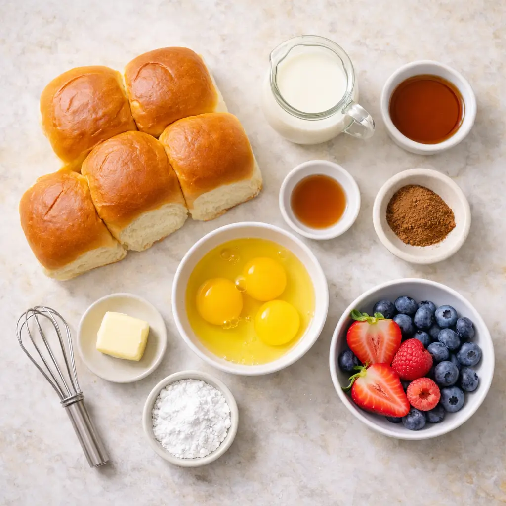 Hawaiian-Roll-French-Toast-ingredients