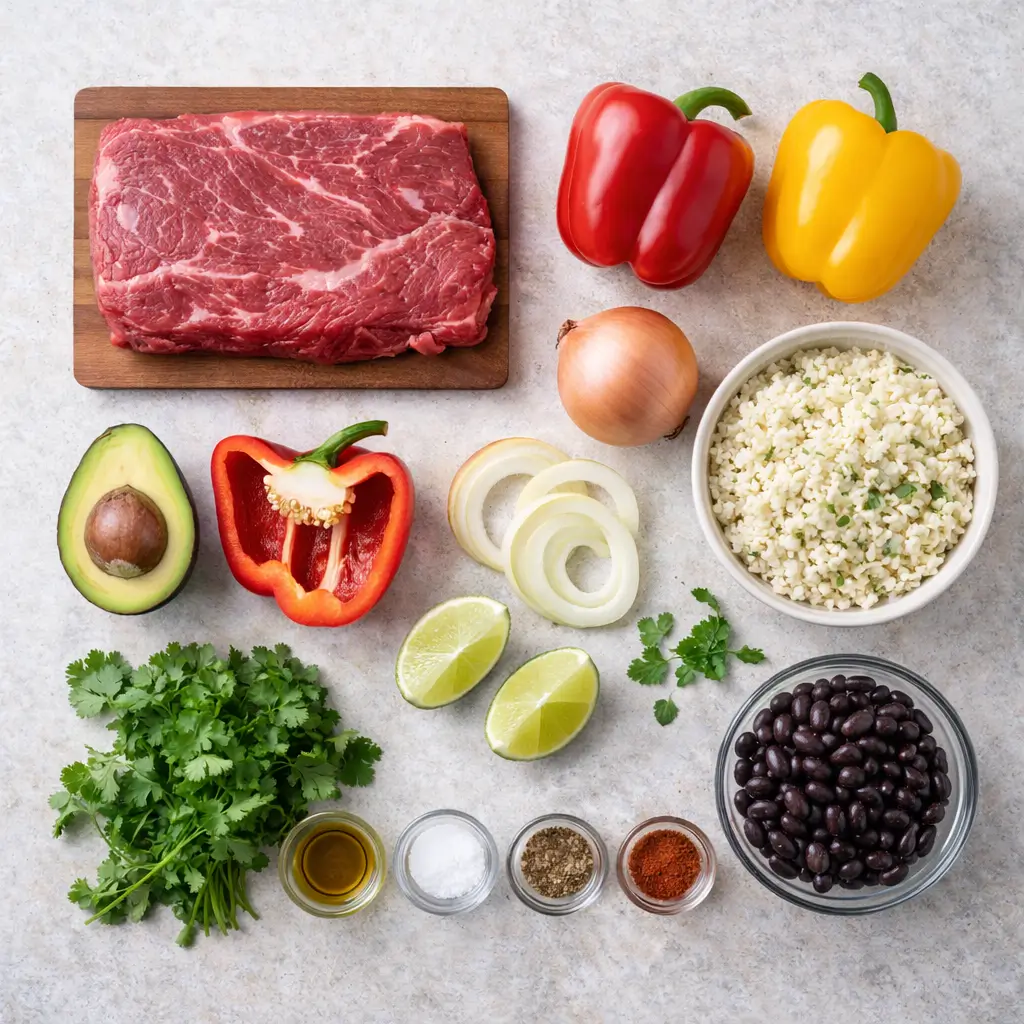 High-Protein-Steak-Fajita-Bowl-ingredients