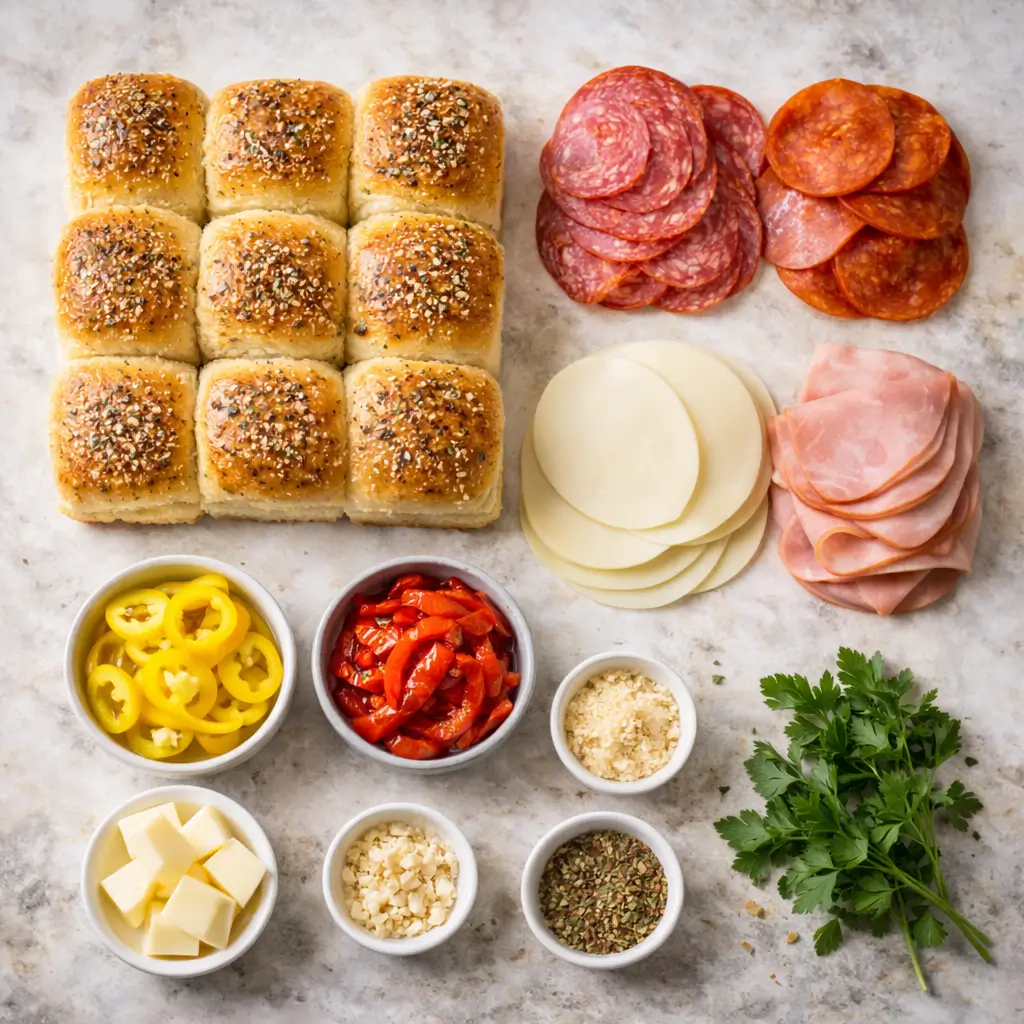 Hot-Italian-Sub Sliders-ingredients