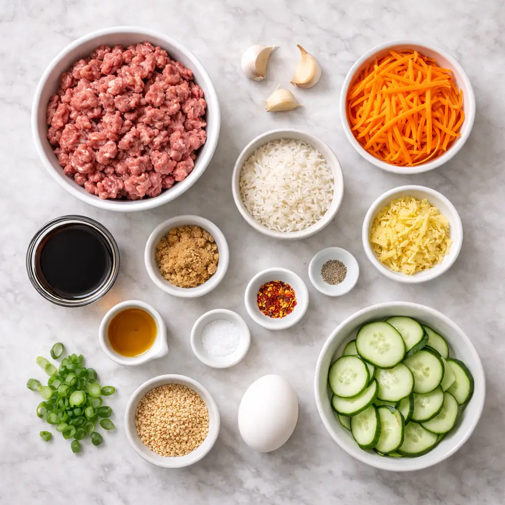 Korean-Ground-Beef-Bowl-ingredients