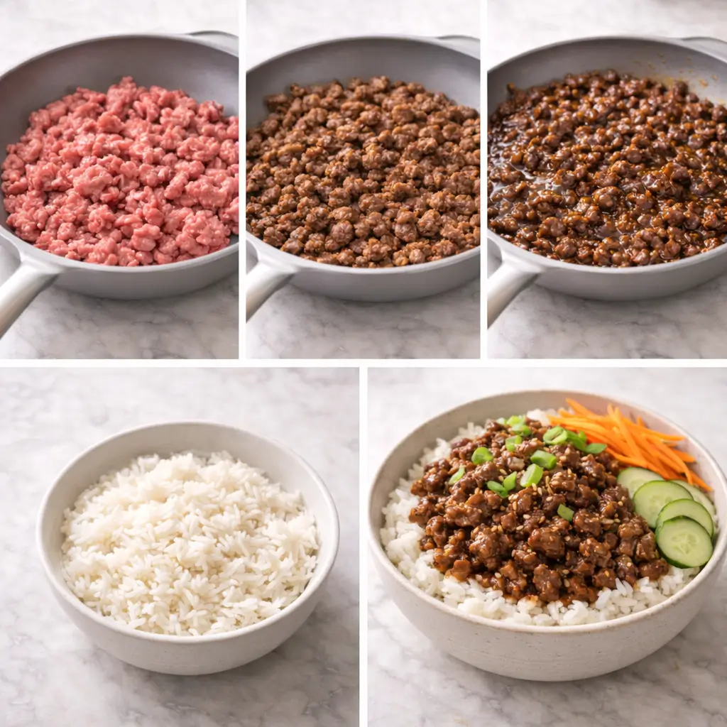 Korean-Ground-Beef-Bowl-steps