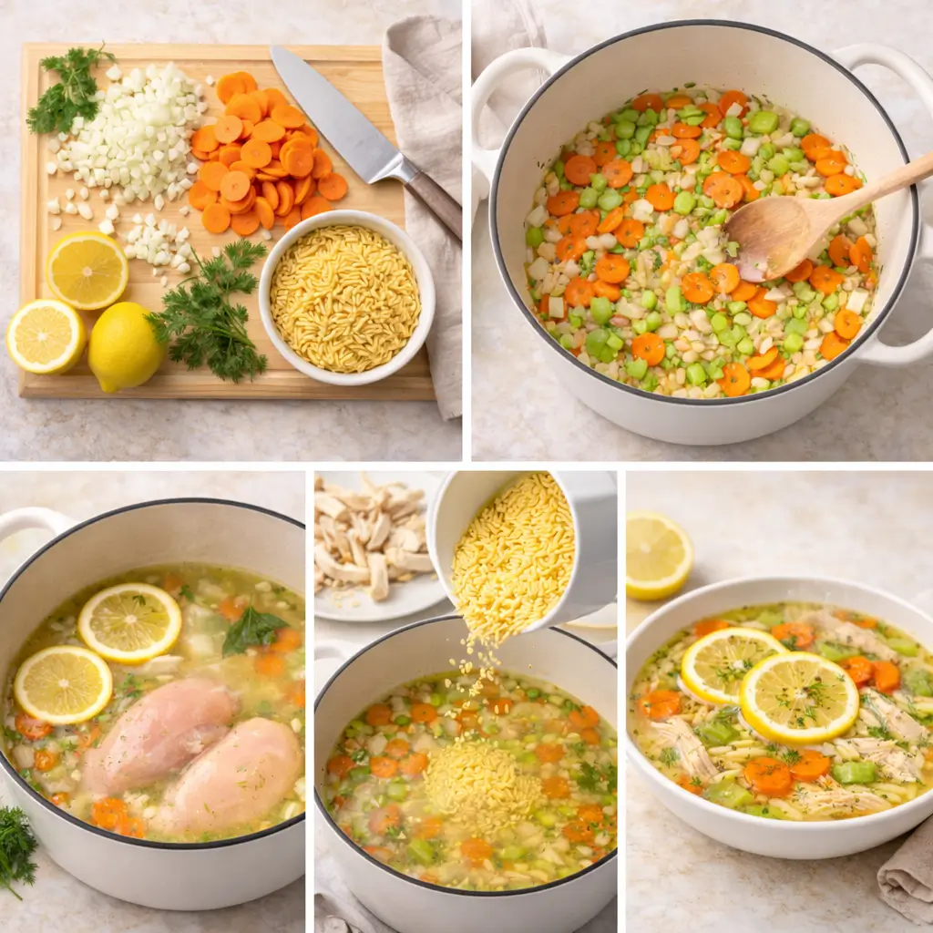 Lemon-Chicken-Orzo-Soup-steps
