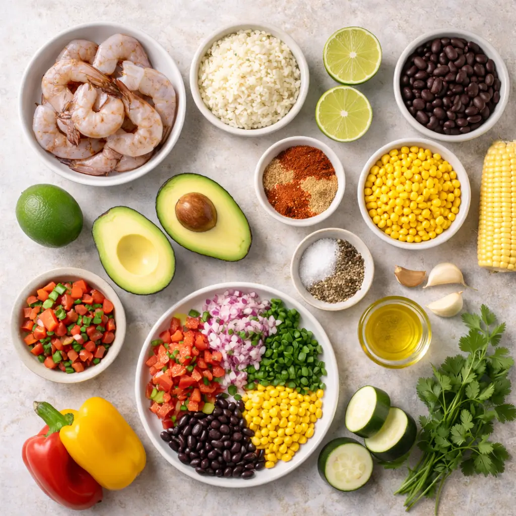 Mexican-Shrimp-Bowls-ingredients