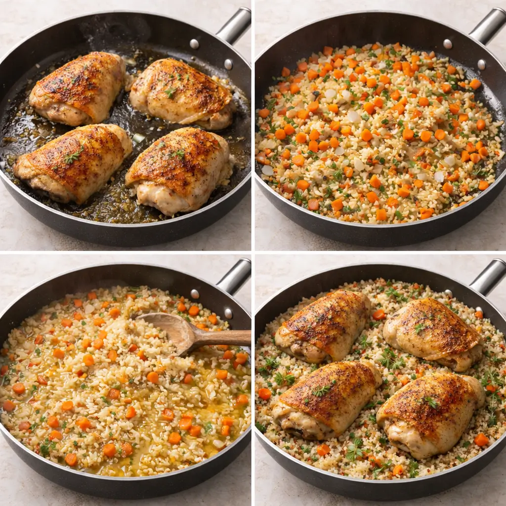 One-Pan-Chicken-and-Rice-steps