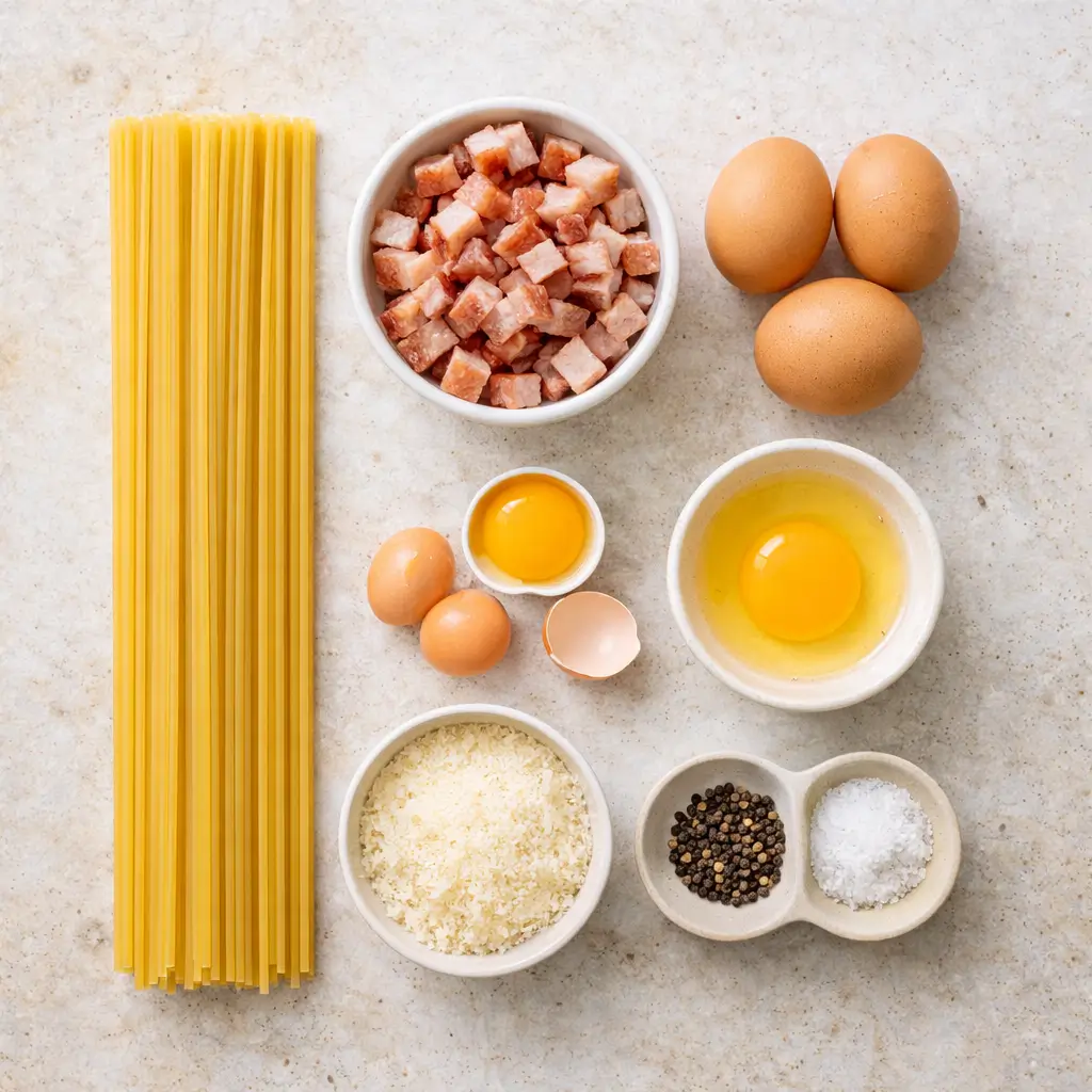 Pasta-Carbonara-ingredients