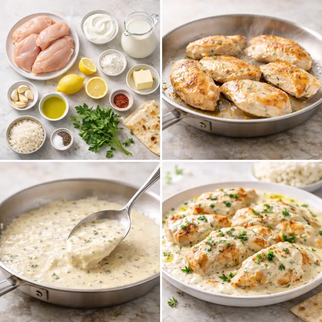 Turkish-Chicken-with-Creamy-White-Sauce-steps