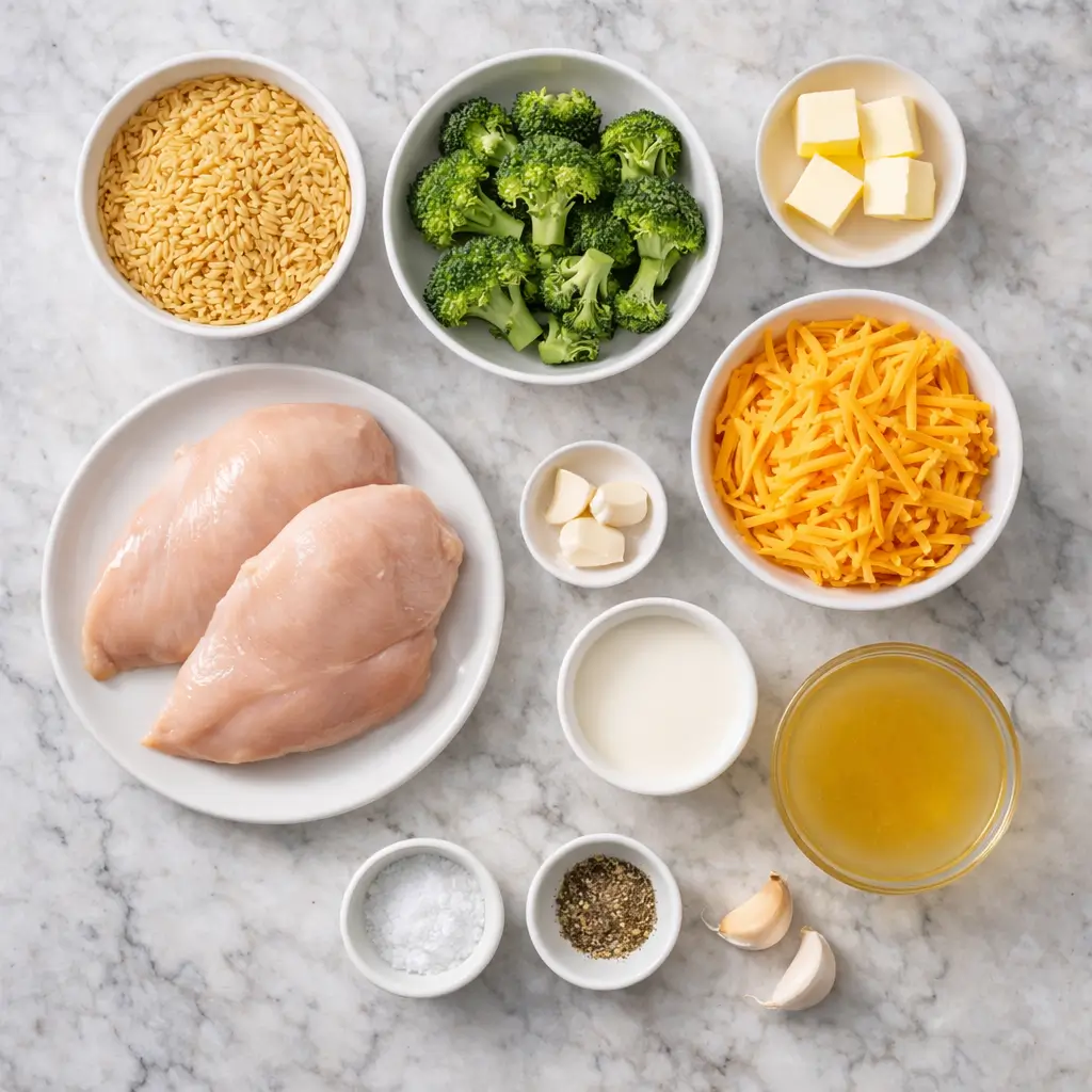 Cheesy-Chicken-Broccoli-Orzo-ingredients