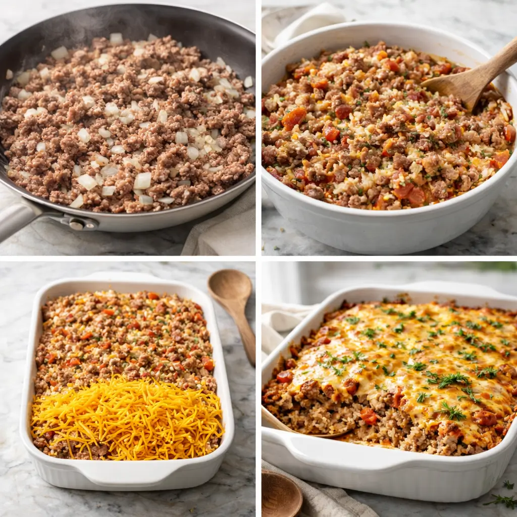Cheesy-Ground-Beef-and-Rice-Casserole-steps