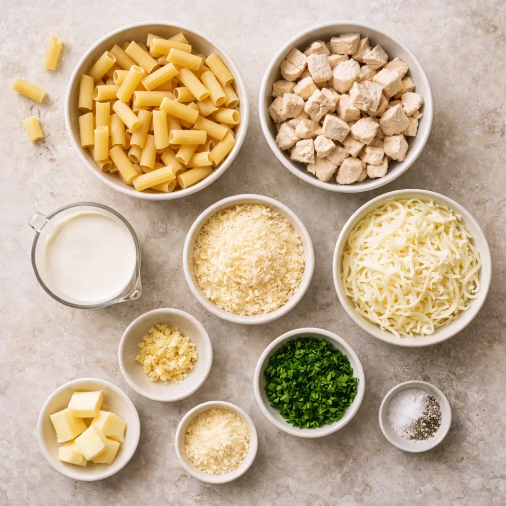 Chicken-Alfredo-Bake-ingredients
