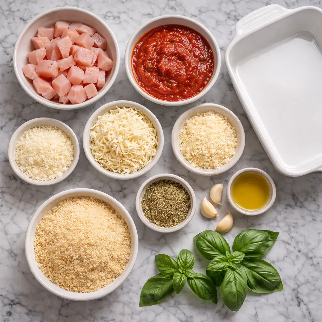 Chicken-Parmesan-Casserole-ingredients