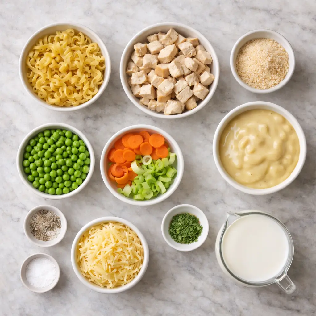 Creamy-Chicken-Noodle-Casserole-ingredients