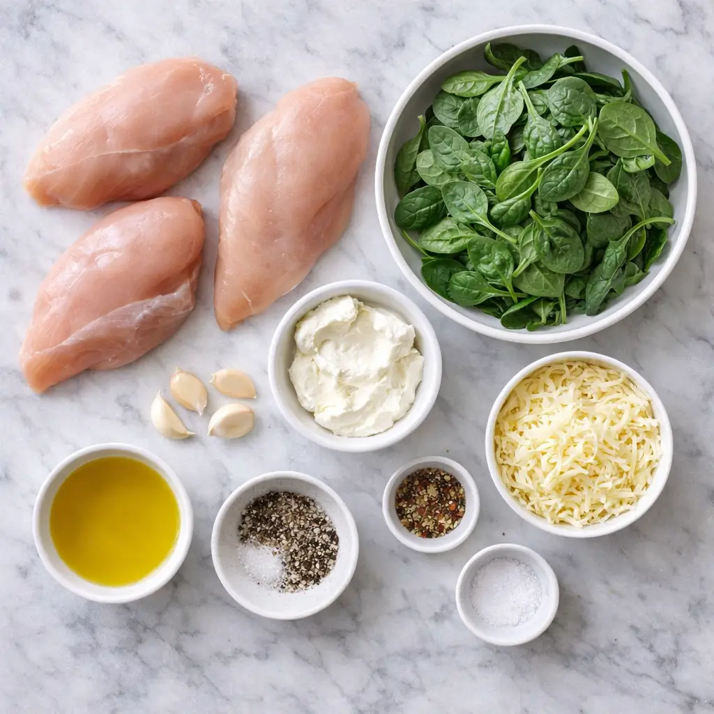 Creamy-Spinach-Stuffed-Chicken-ingredients