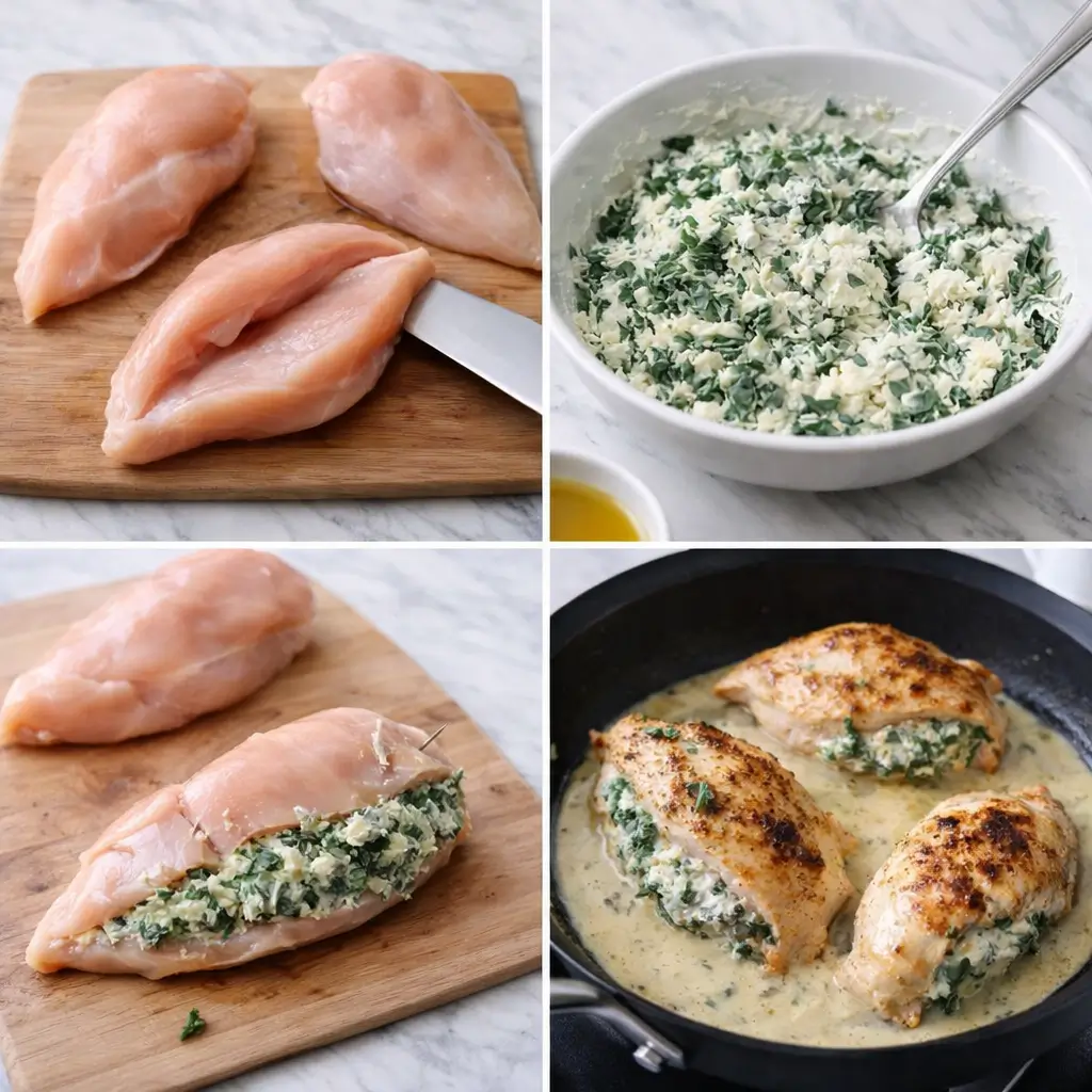 Creamy-Spinach-Stuffed-Chicken-steps