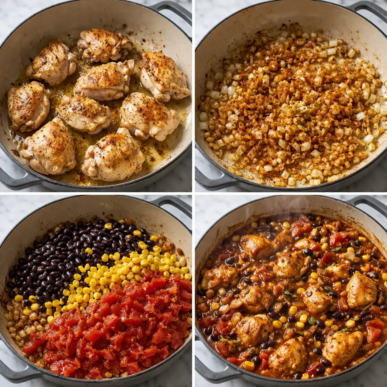 One Pot Mexican Black Bean Chicken step by step instructions