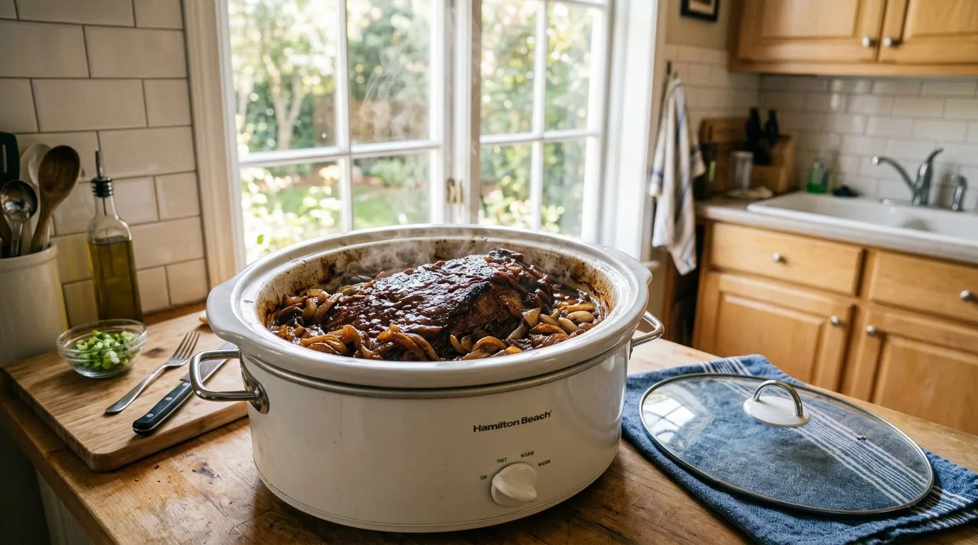 Crockpot BBQ Beef Brisket served and ready to eat