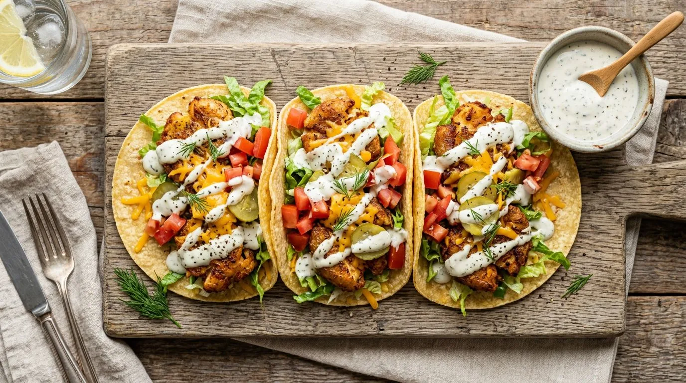 Dill Pickle Ranch Smash Chicken Tacos - featured image