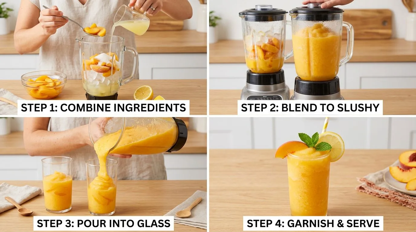 Step by step process of making Frozen Peach Lemonade