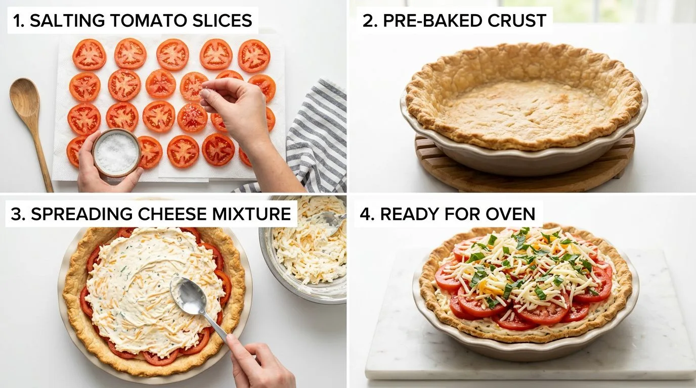 Step by step process of making Old Fashioned Tomato Pie Recipe