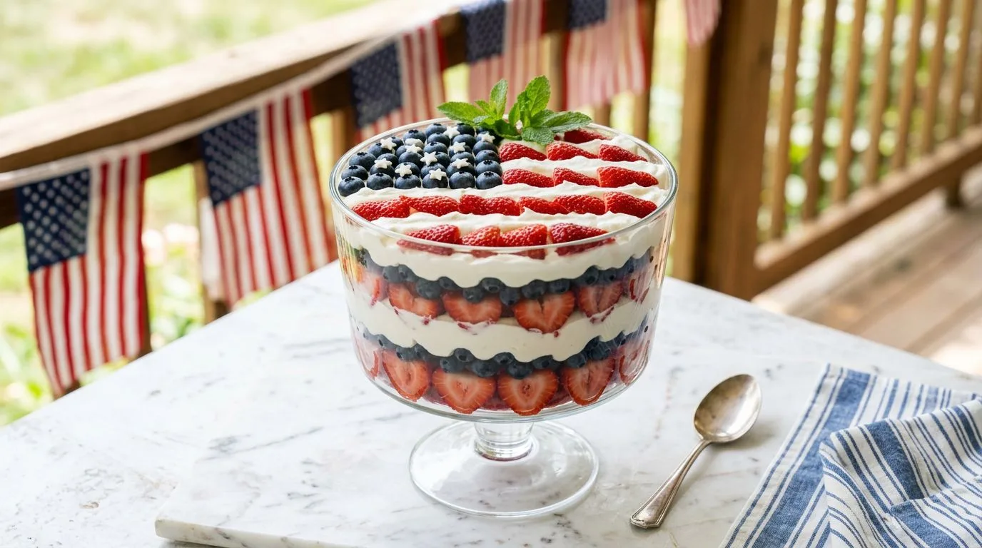 Red, White, and Blue Berry Trifle - featured image