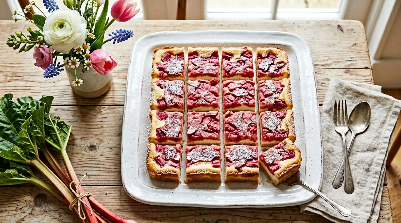 Rhubarb Bars with Cream Cheese - featured image