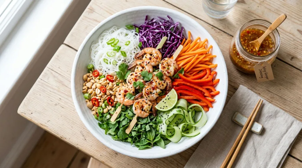 Spring Roll Salad with Spicy Ginger Dressing - featured image