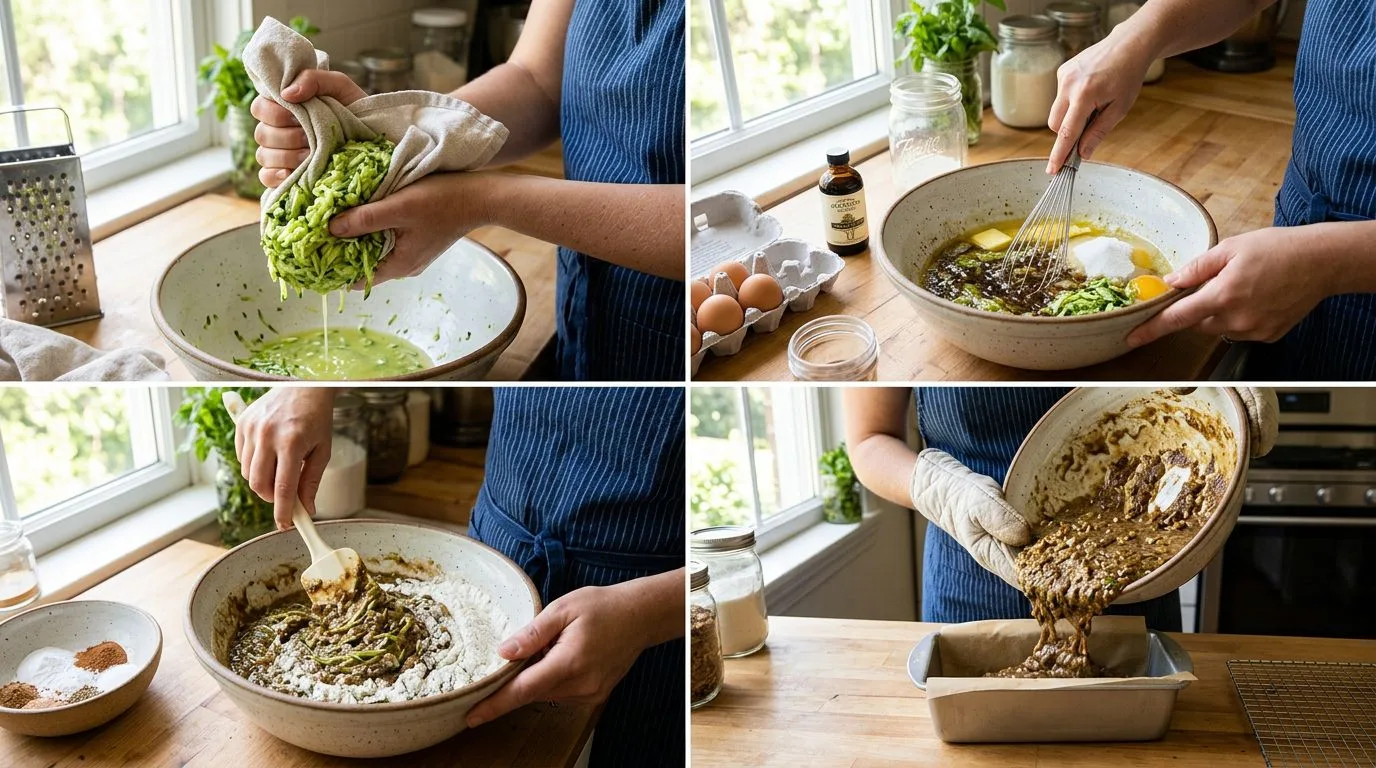 Step by step process of making Zucchini Bread Recipe